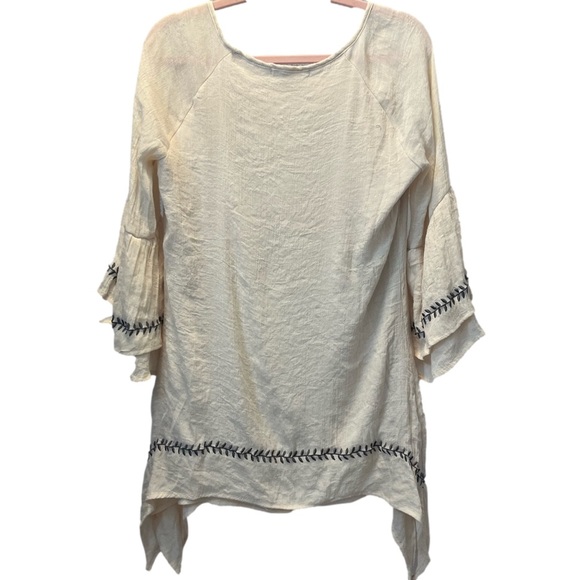 Indigo Soul Large Embroidered Women’s Top Bell Sleeves Asymmetrical Lined - Picture 2 of 5